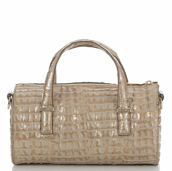 SOLD OUT BRAHMIN GOLD CLAIRE Petite Barrel Crossbody - Picture 3 of 5